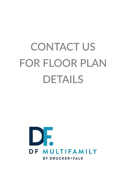 A white background with text that says "Contact us for floor plan details" and a logo for DF Multifamily by Drucker+Falk.