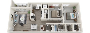 a floor plan of a two bedroom apartment with two bathrooms and a balcony at Acclaim at Carriage Hill, Virginia