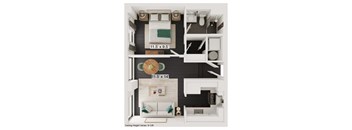 a floor plan of a 1 bedroom apartment