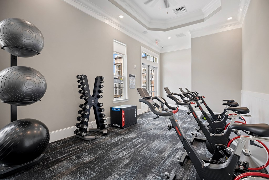the gym at the adelaideelaide student apartments at Ellis Station, Durham, 27703