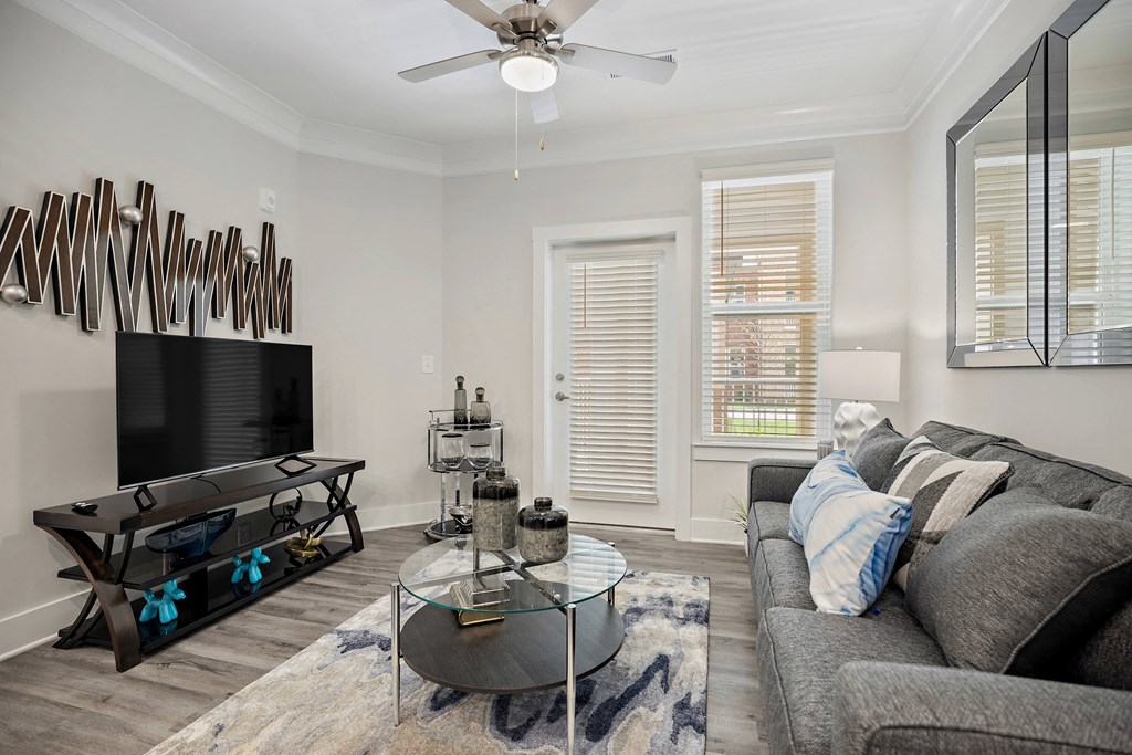 Living Room With TV at Ellis Station, Durham, North Carolina