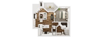 1 Bd 1 Ba Floor Plan at The Crest on Hampton Hollow in MD 20904