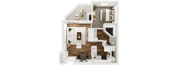 1 Bed 1 Bath Floor Plan at The Crest on Hampton Hollow in Silver Spring, MD 20904