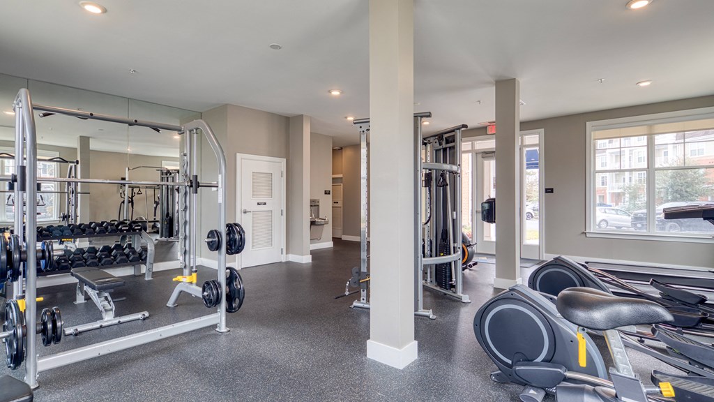 the gym at the flats at big tex apartments