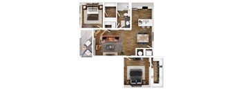 1 Bed 1 Bath Floor Plan | 1,021 Sq. Ft. at Terraces at High Mountain in Huntsville, Alabama