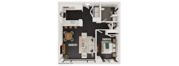 a floor plan of a 1 bedroom apartment