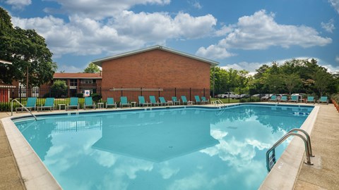 the swimming pool at our apartments at Gates of West Bay in VA 23503