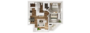 2 Bd 1 Ba Floor Plan at The Crest on Hampton Hollow in Maryland 20904