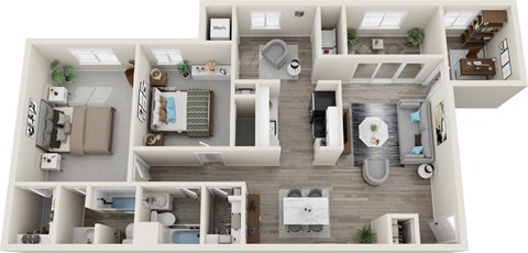 2 Bed 2 Bath Floor Plan | 1,272 Sq. Ft. at Carriage Hill, Richmond