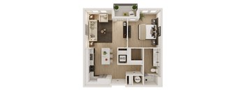 1 Bed 1 Bath Floor Plan | 801 Sq. Ft. at VALE Lake Wylie in Lake Wylie, South Carolina 29710