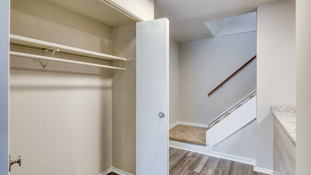 A closet within the Stratford Hills Garden Unit