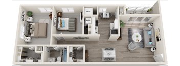 a floor plan of a two bedroom apartment with two bathrooms and a balcony  at Carriage Hill, Richmond