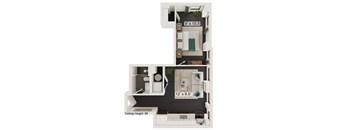 bedroom floor plan an in 1 bed 1 bath, opens a dialog