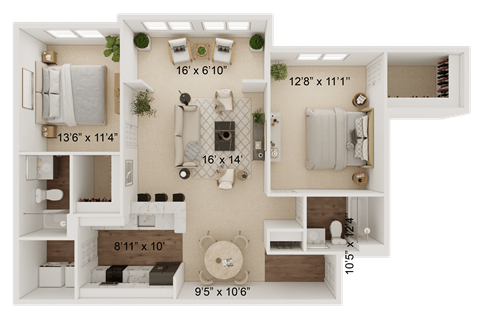 a floor plan of a home with a bedroom and a living room