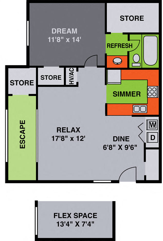 One bedroom floor plan