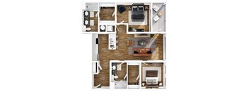 2 Bed 2 Bath Floor Plan | 1,176 Sq. Ft. at Terraces at High Mountain in Huntsville, 35811