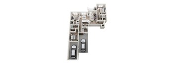 A drawing of a house with two car garages.