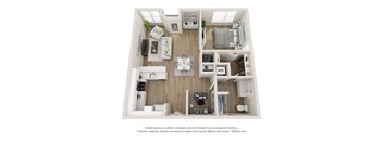 1 Bedroom Floor Plan | 896 Sq. Ft. at The Falstaff, North Carolina, 27610