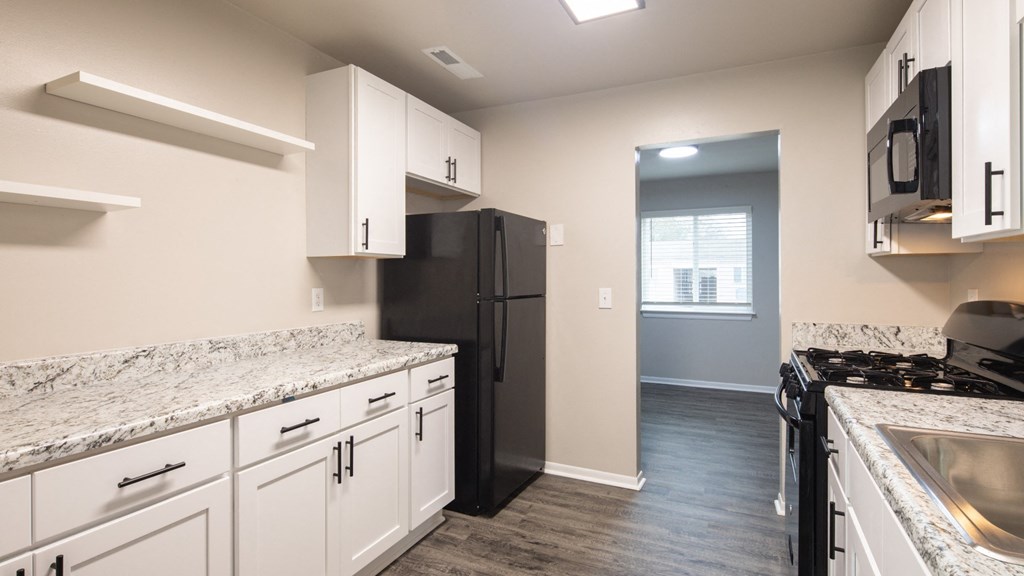 Updated kitchen at Pines of York Apartments
