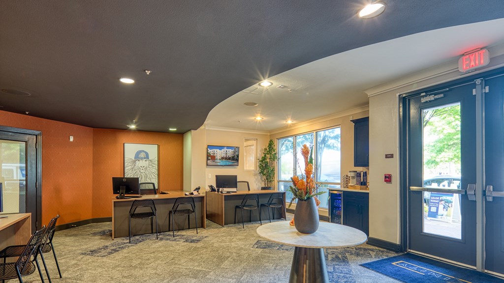 leasing office with desks at Proximity at ODU, Virginia, 23508