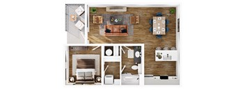 1 Bed 1 Bath Floor Plan | 787 Sq. Ft. at Terraces at High Mountain in Huntsville, AL