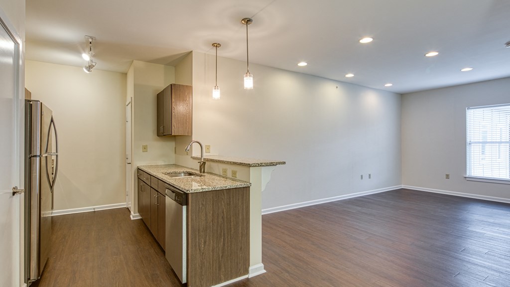 Living area Gramercy Row Apartment Homes