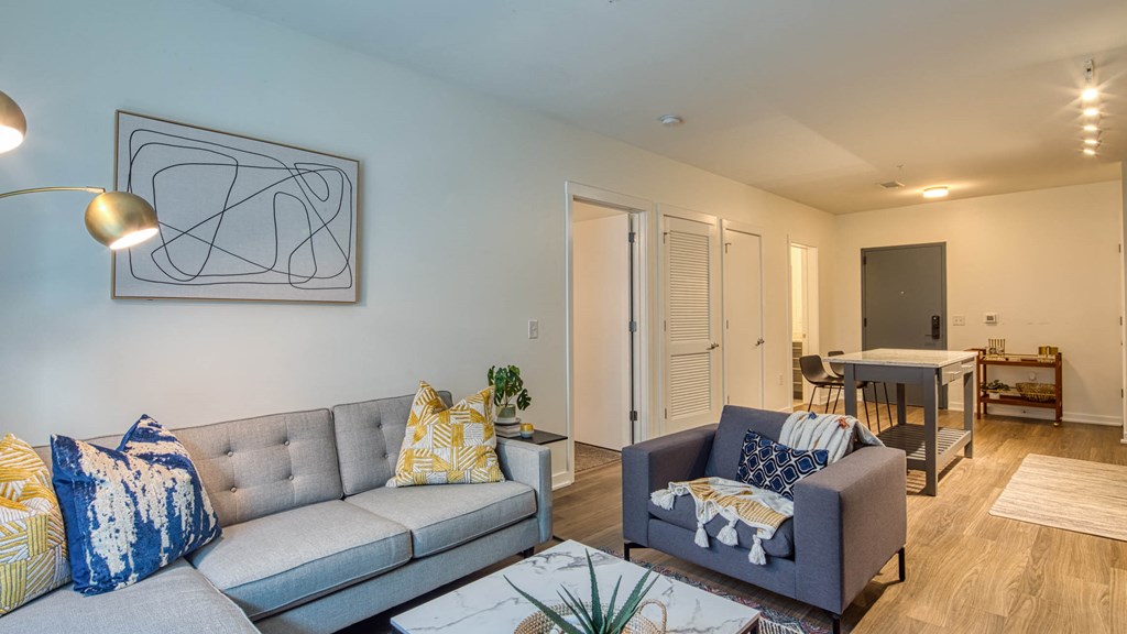 Living Room at 10 & Dairy Apartments