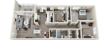 a floor plan of a two bedroom apartment with two bathrooms and a balcony at Carriage Hill, Virginia, 23228