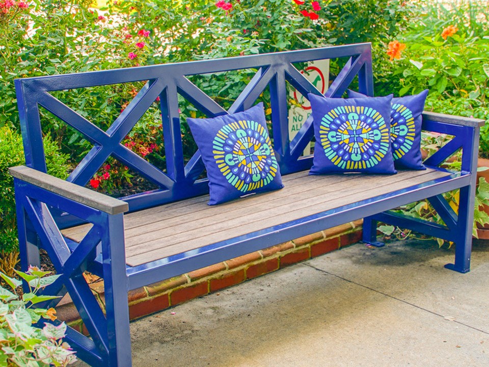 Bench at The Chapman Apartments in Hampton clubhouse