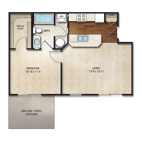A3d Floor Plan | 660 Sq. Ft. at Times Square, Dublin, 43016