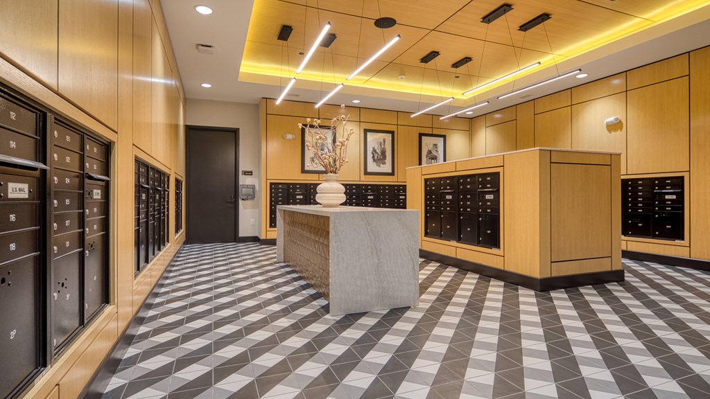 the tasting room of the winery with many wine racks and a granite counter top at Aura Stonebridge, Richmond
