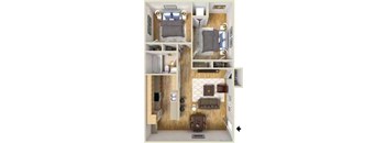 A series of images showing different views of a small, neatly organized living space.