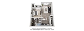 1 Bed 1 Bath Floor Plan | 636 Sq. Ft. at Midtown Crossing in Raleigh, 27609