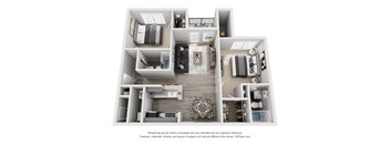 2 Bed 2 Bath Floor Plan | 908 Sq. Ft. at Midtown Crossing in Raleigh, NC