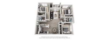 3 Bed 3 Bath Floor Plan | 1,128 Sq. Ft. at Midtown Crossing in Raleigh, NC 27609