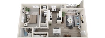 a floor plan of a two bedroom apartment with two bathrooms and a living room with a fireplace at Carriage Hill, Richmond, VA