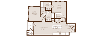 a floor plan of a two bedroom apartment with a den and bathroom