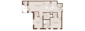 a floor plan of a two bedroom apartment with den and bathroom