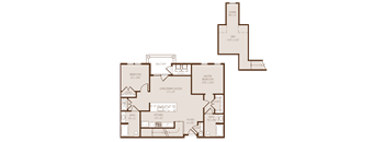 a floor plan of a two story house with a staircase leading up to the second floor