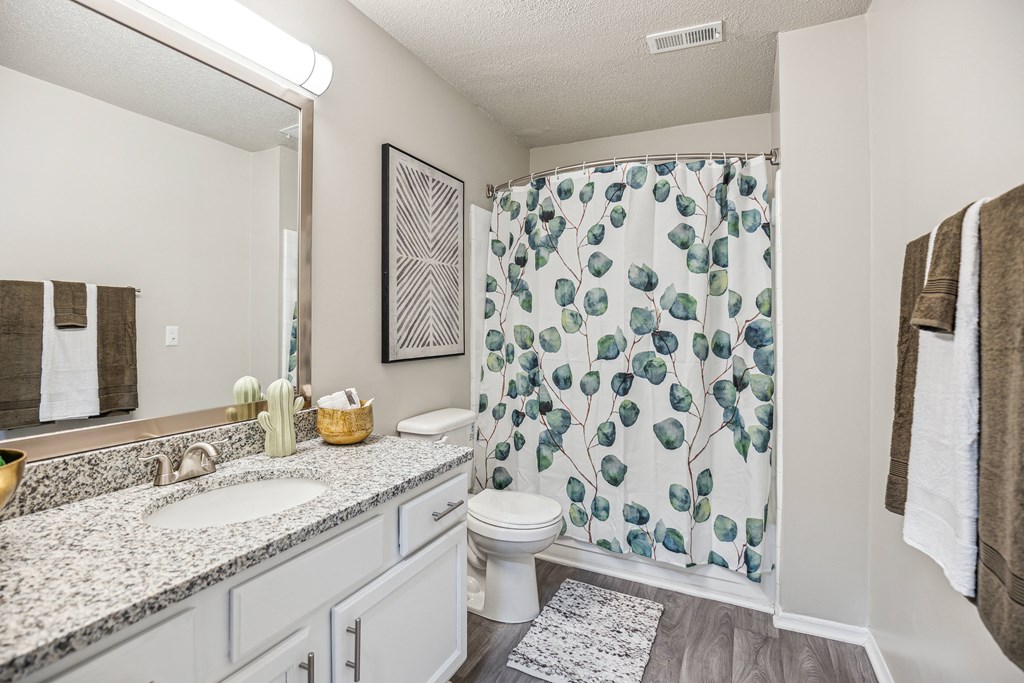 a bathroom with a shower and a toilet and a sink