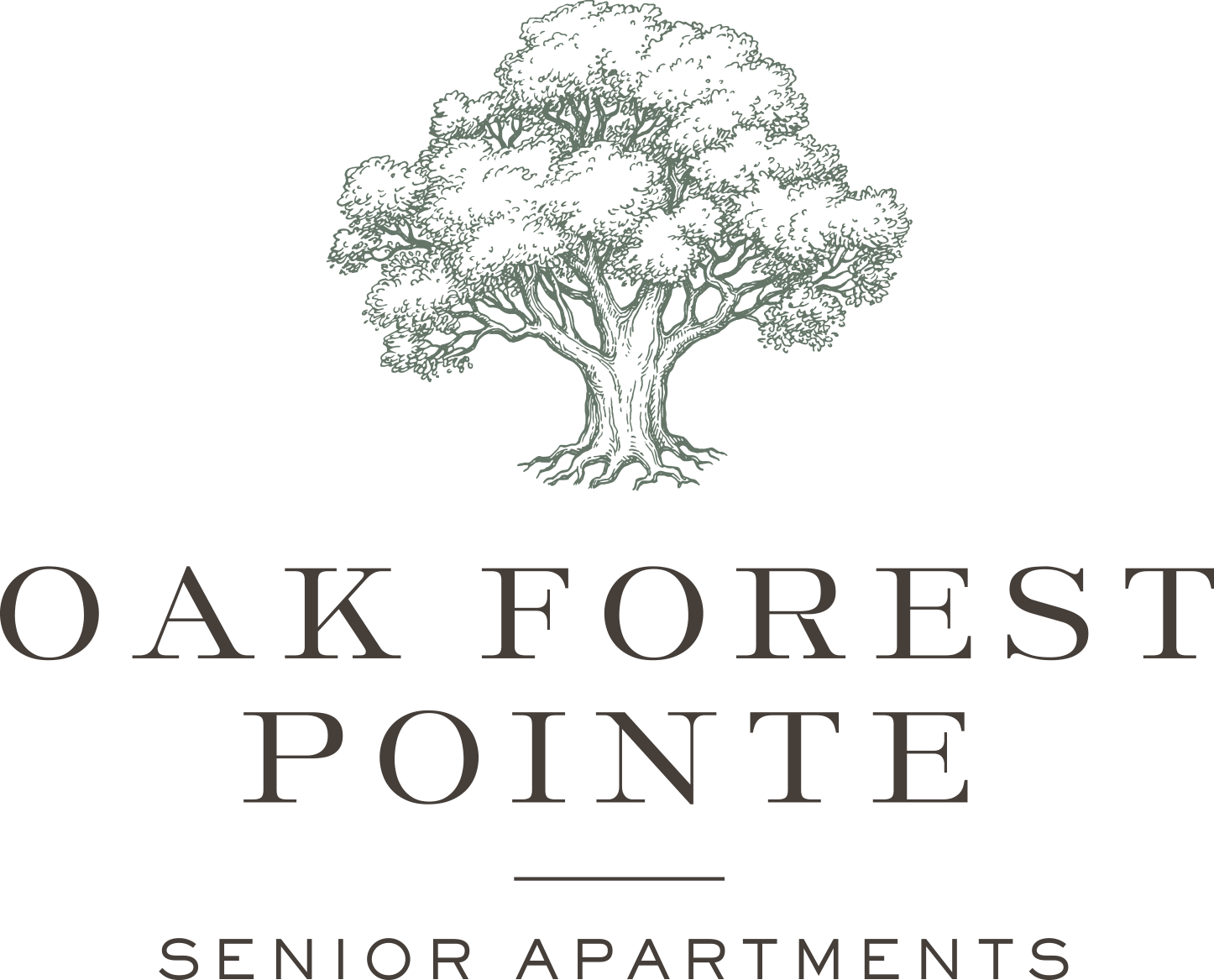 a logo for the oak forest pointe senior apartments
