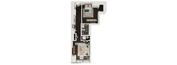 typical floor plan of a 1 bedroom apartment