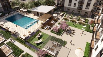 Drone Pool View at Aviator Lofts, Newport News