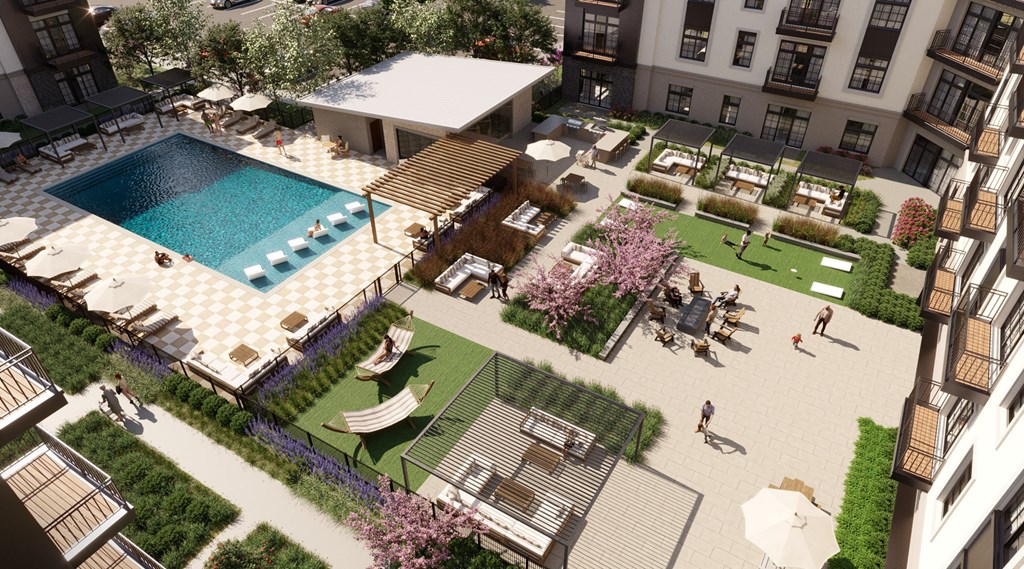 Aerial Pool View at Aviator Lofts, Newport News, VA 23602