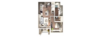Bellamy Floor Plan | 680 Sq. Ft. at Pier 33 Apartments, Wilmington, North Carolina