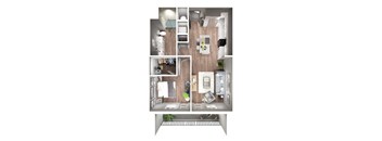Britt Floor Plan | 676 Sq. Ft. at Pier 33 Apartments, Wilmington, 28401