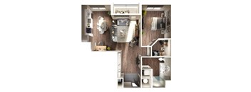 Cape Floor Plan | 971 Sq. Ft. at Pier 33 Apartments, Wilmington