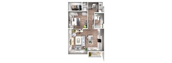Fisher Floor Plan | 690 Sq. Ft. at Pier 33 Apartments, North Carolina