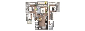 Mercer Floor Plan | 917 Sq. Ft. at Pier 33 Apartments, Wilmington, North Carolina