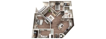 Mott Floor Plan | 1,232 Sq. Ft. at Pier 33 Apartments, Wilmington, NC